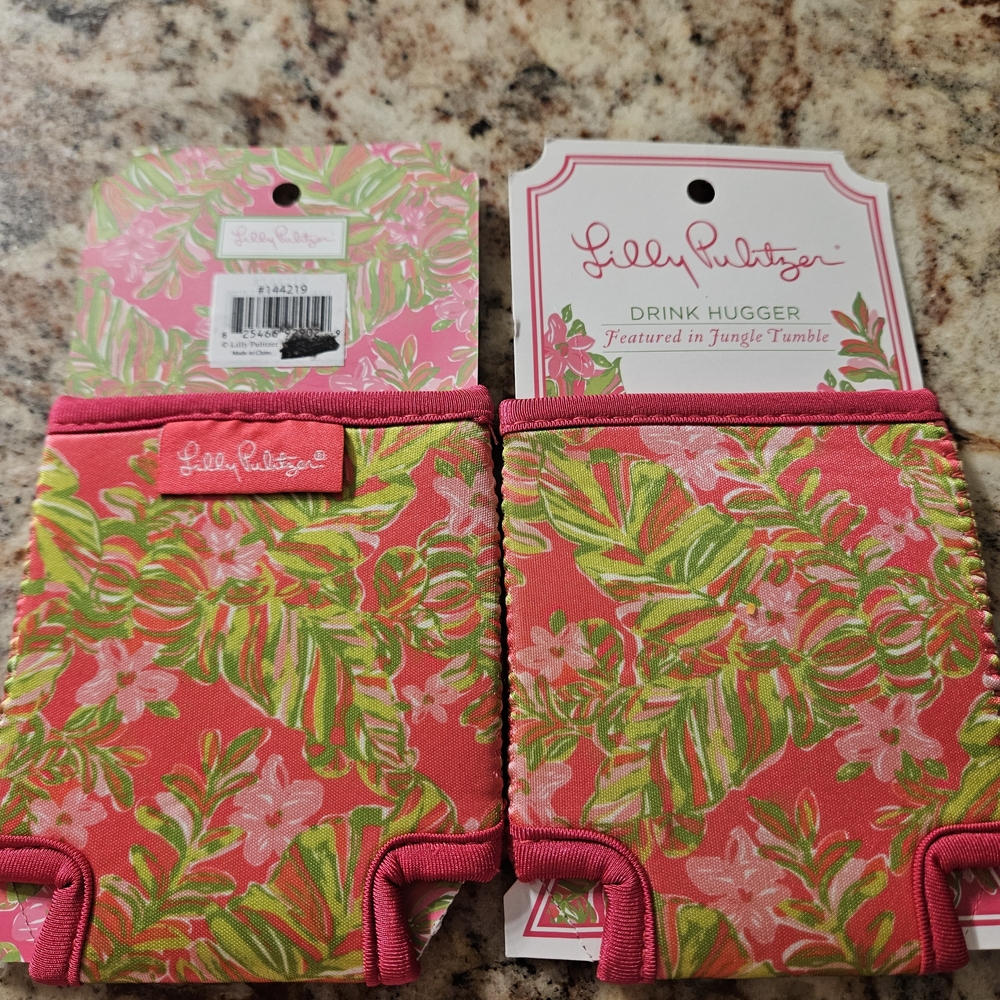 Lilly Pulitzer Pink and Green Drink Hugger